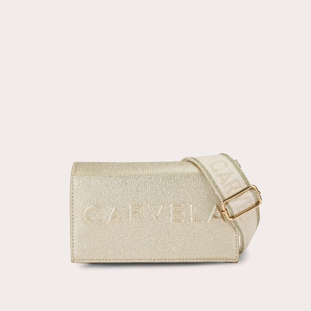 carvela FRAME WALLET X BODY Gold Textured Wallet On Chain by CARVELA