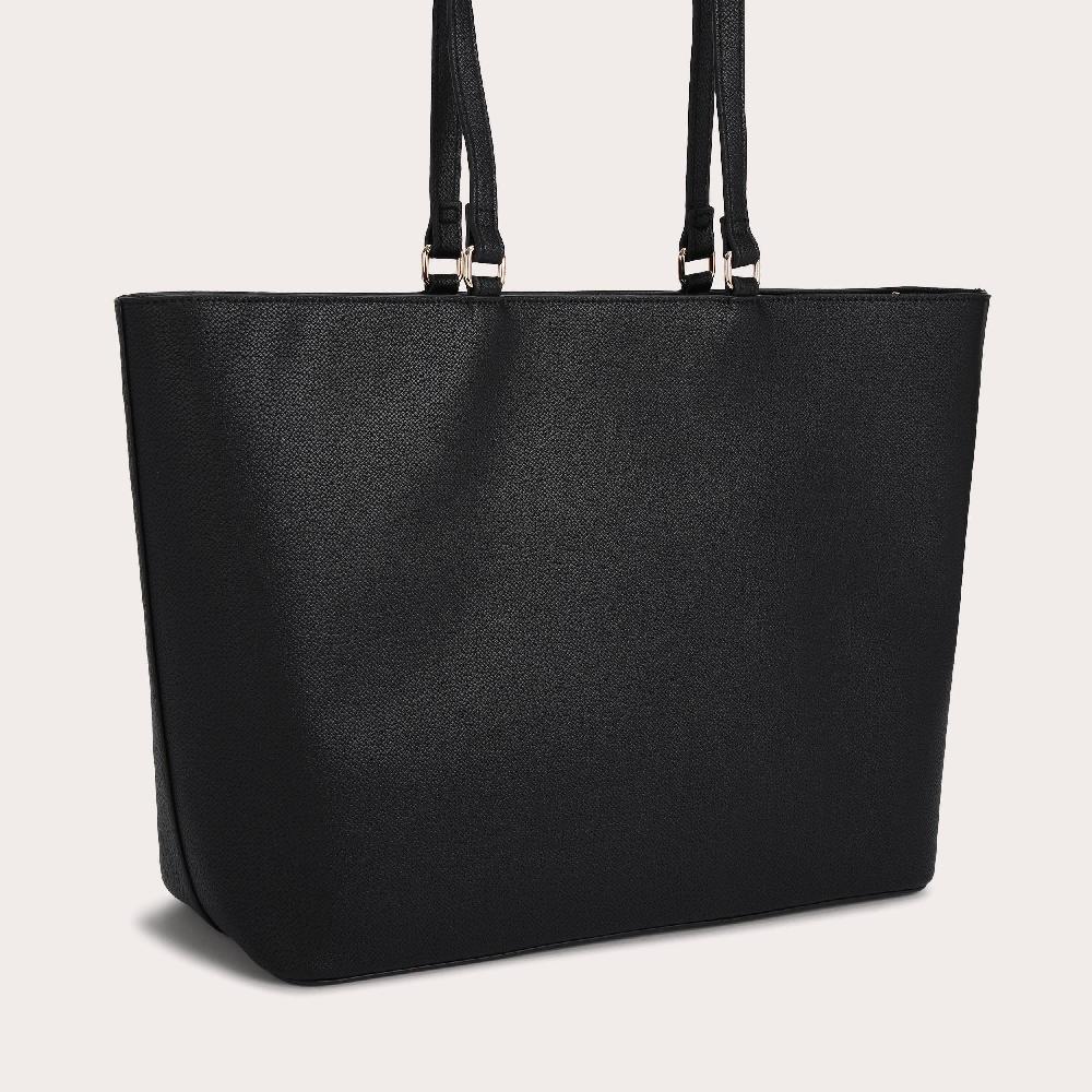 Carvela FRAME WINGED SHOPPER Black Embossed Textured Tote Bag By CARVELA