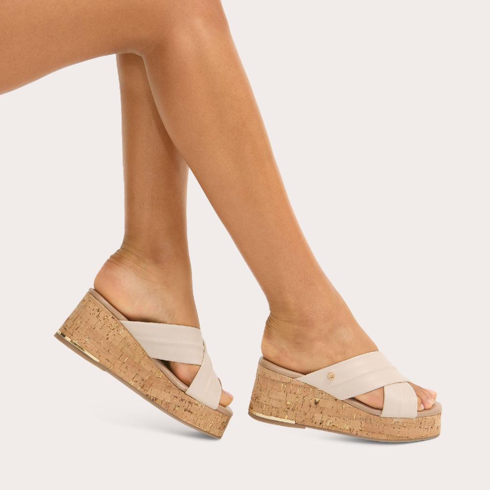 Carvela FRESCO CROSS WEDGE Bone Leather Cross Strap Sandal By CARVELA COMFORT