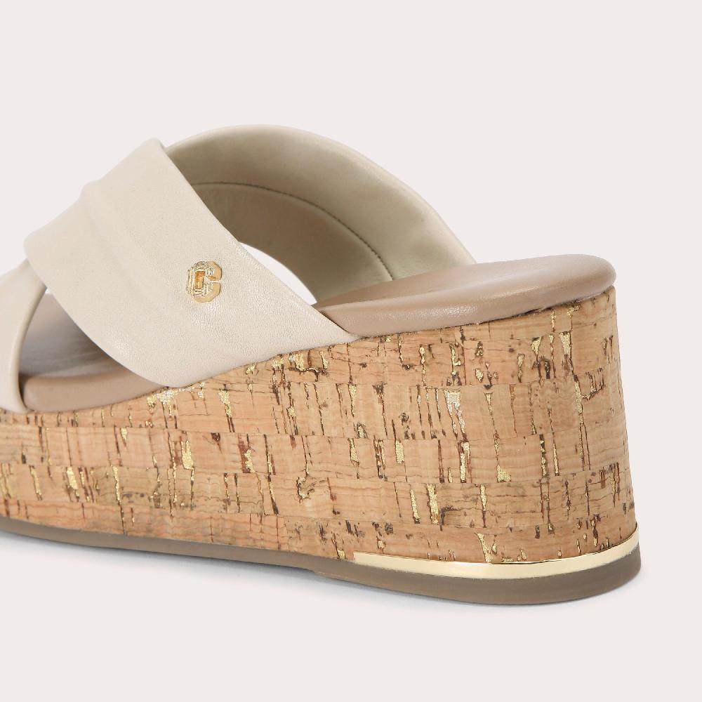 Carvela FRESCO CROSS WEDGE Bone Leather Cross Strap Sandal By CARVELA COMFORT