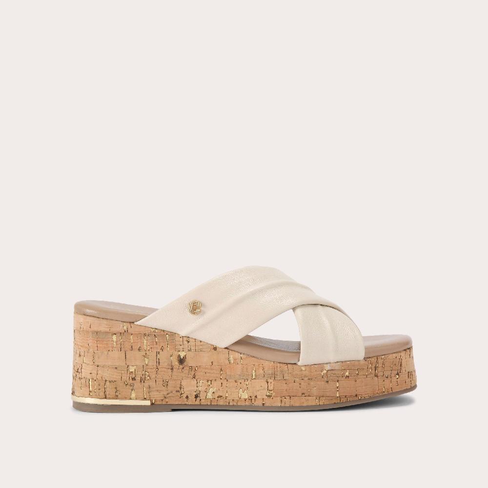 carvela FRESCO CROSS WEDGE Bone Leather Cross Strap Sandal by CARVELA COMFORT