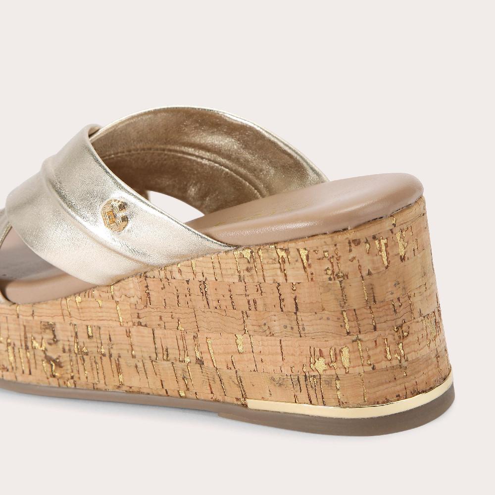 Carvela FRESCO CROSS WEDGE Metallic Gold Leather Heels By CARVELA COMFORT