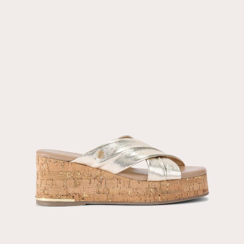 carvela FRESCO CROSS WEDGE Metallic Gold Leather Heels by CARVELA COMFORT