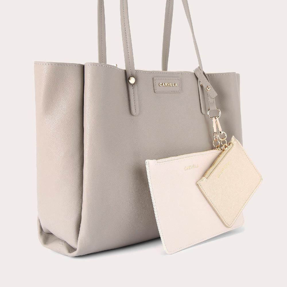 Carvela FREYA TRIPLE COMPART TOTE Taupe Shoulder Bag By CARVELA