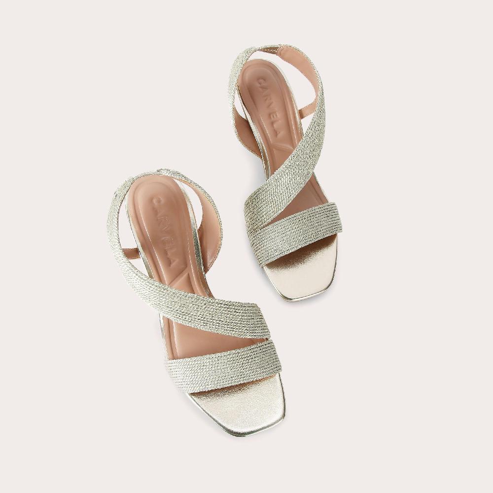Carvela GALA BLOCK 60 Gold Block Heel Sandals By CARVELA