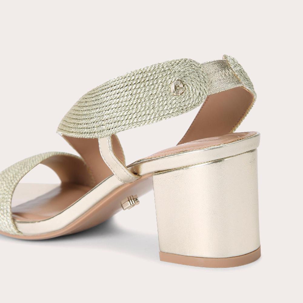 Carvela GALA BLOCK 60 Gold Block Heel Sandals By CARVELA