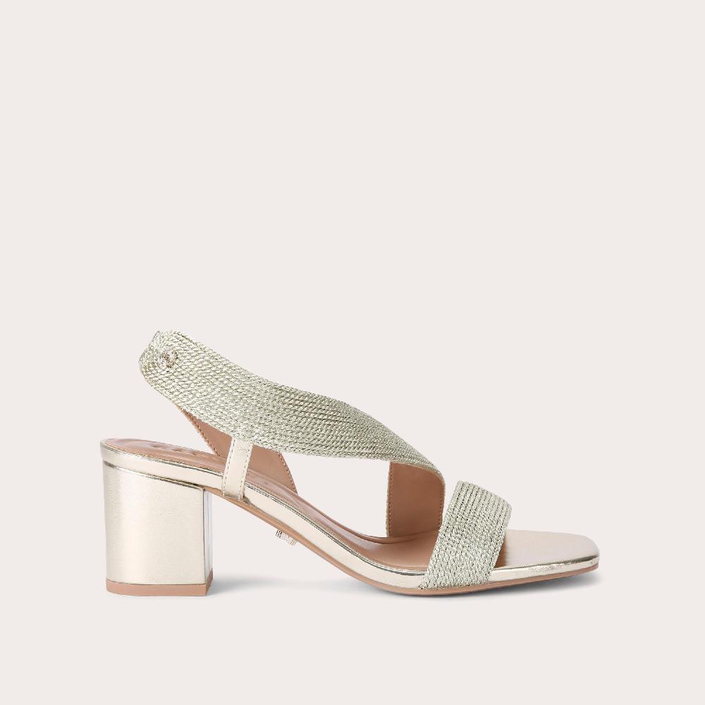 carvela GALA BLOCK 60 Gold Block Heel Sandals by CARVELA