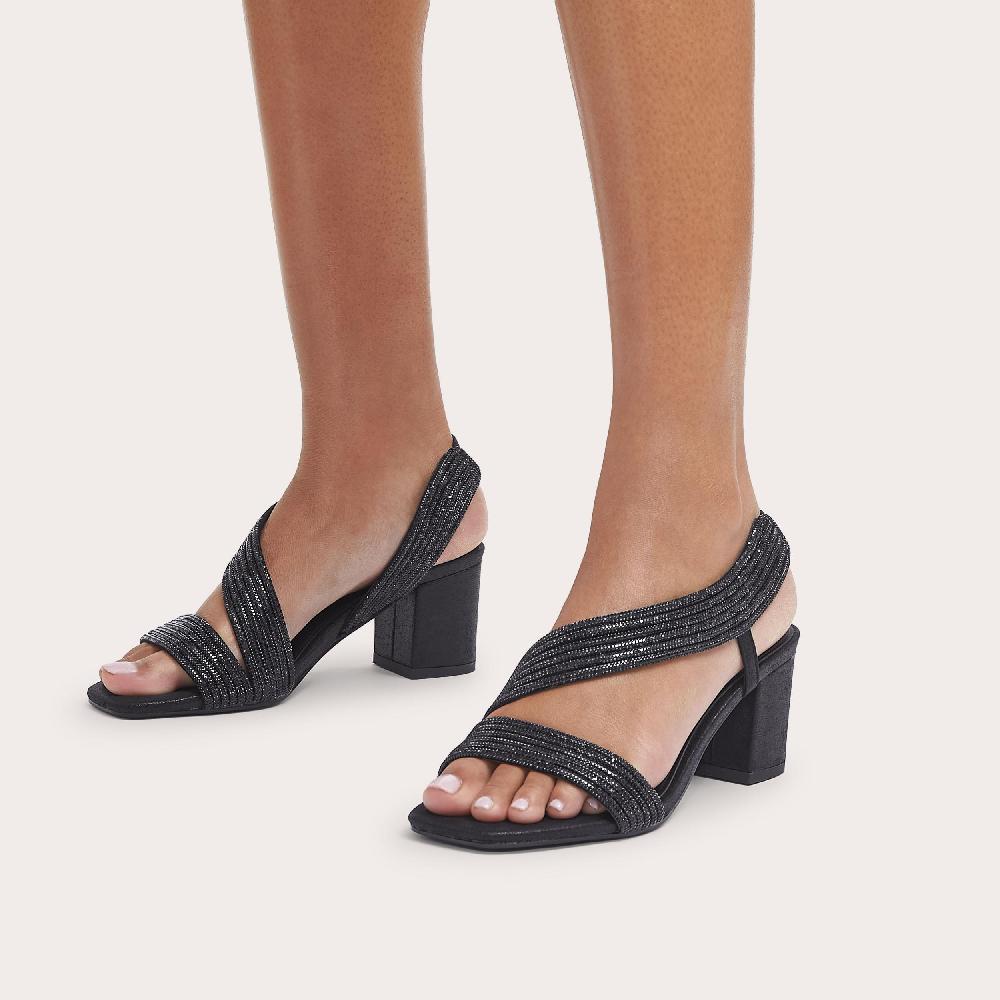 Carvela GALA BLOCK JEWEL 60 Black Crystal Block Heel By CARVELA