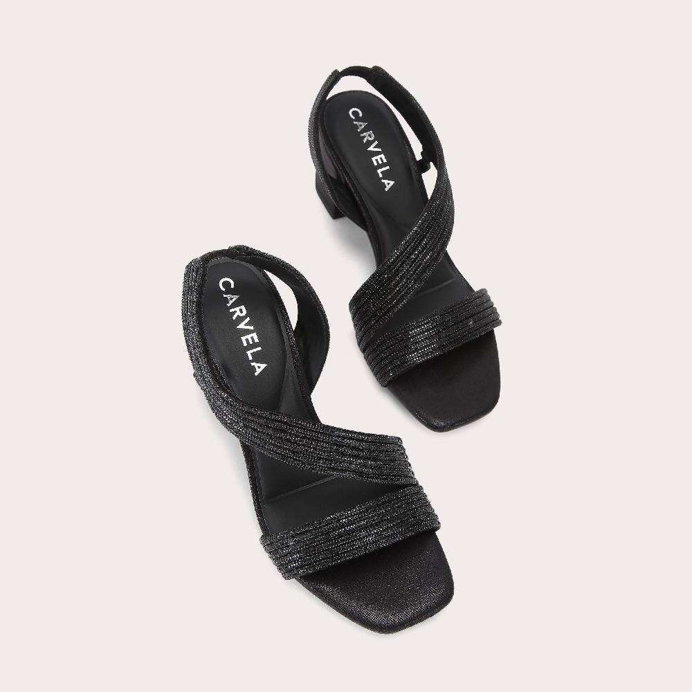 Carvela GALA BLOCK JEWEL 60 Black Crystal Block Heel By CARVELA