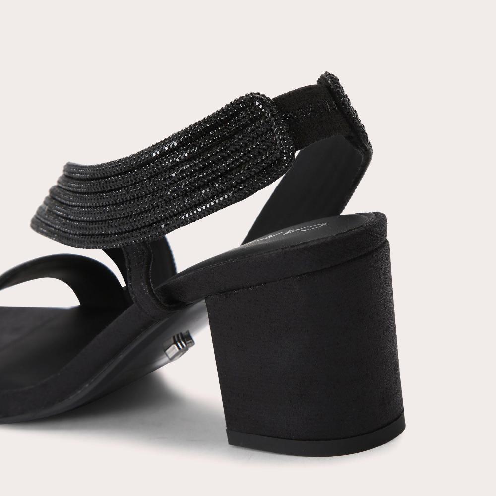 Carvela GALA BLOCK JEWEL 60 Black Crystal Block Heel By CARVELA