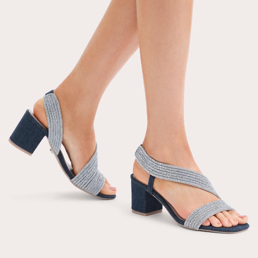 Carvela GALA BLOCK JEWEL 60 Blue Denim Crystal Gala By CARVELA