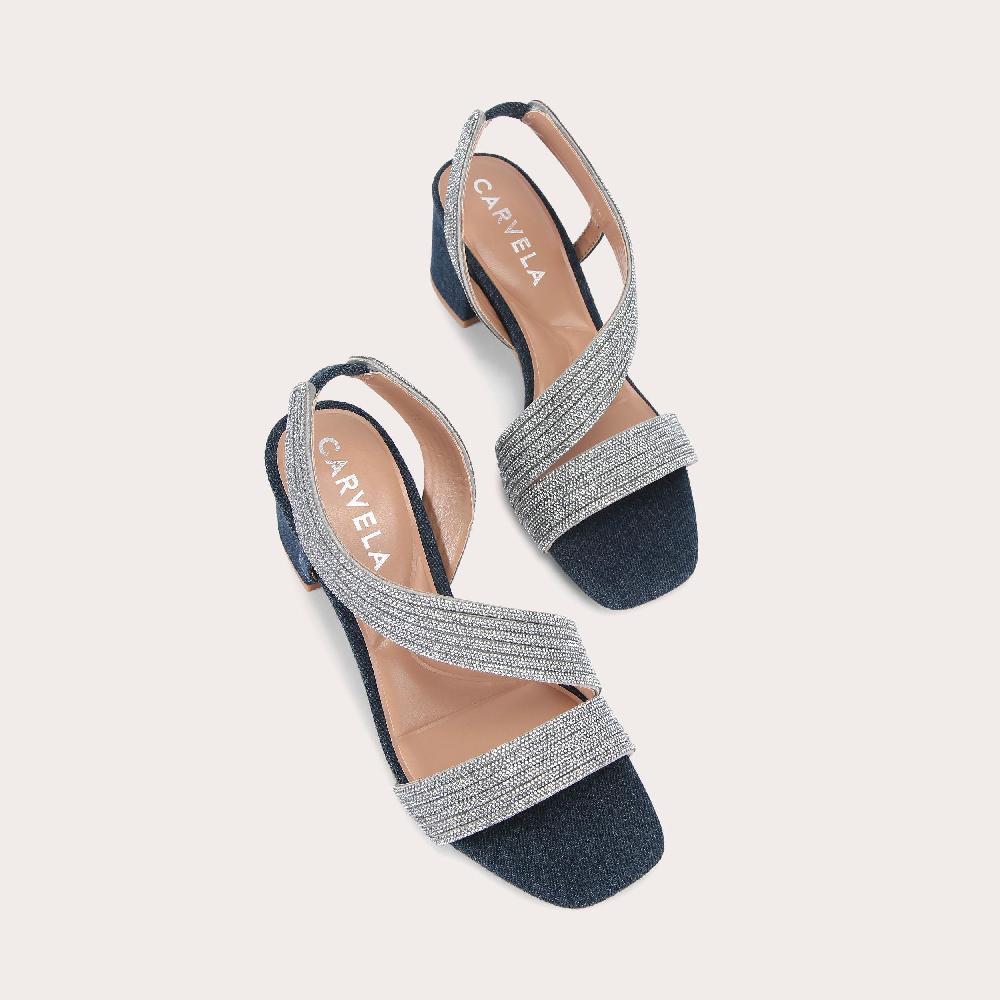 Carvela GALA BLOCK JEWEL 60 Blue Denim Crystal Gala By CARVELA