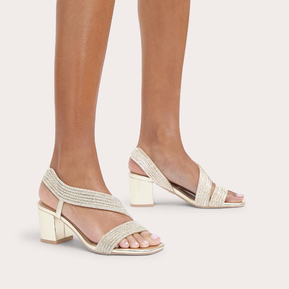 Carvela GALA BLOCK JEWEL 60 Gold Crystal Block Heel By CARVELA