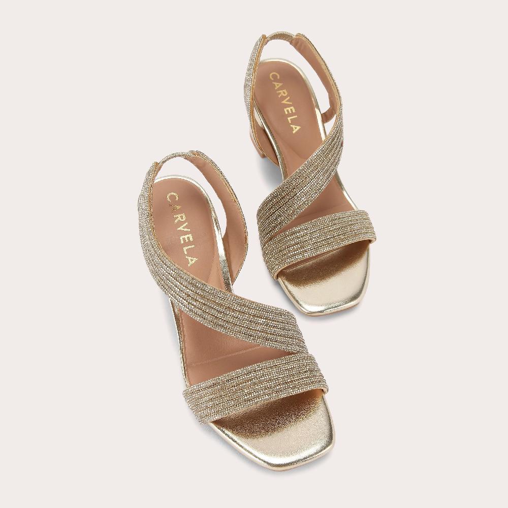 Carvela GALA BLOCK JEWEL 60 Gold Crystal Block Heel By CARVELA