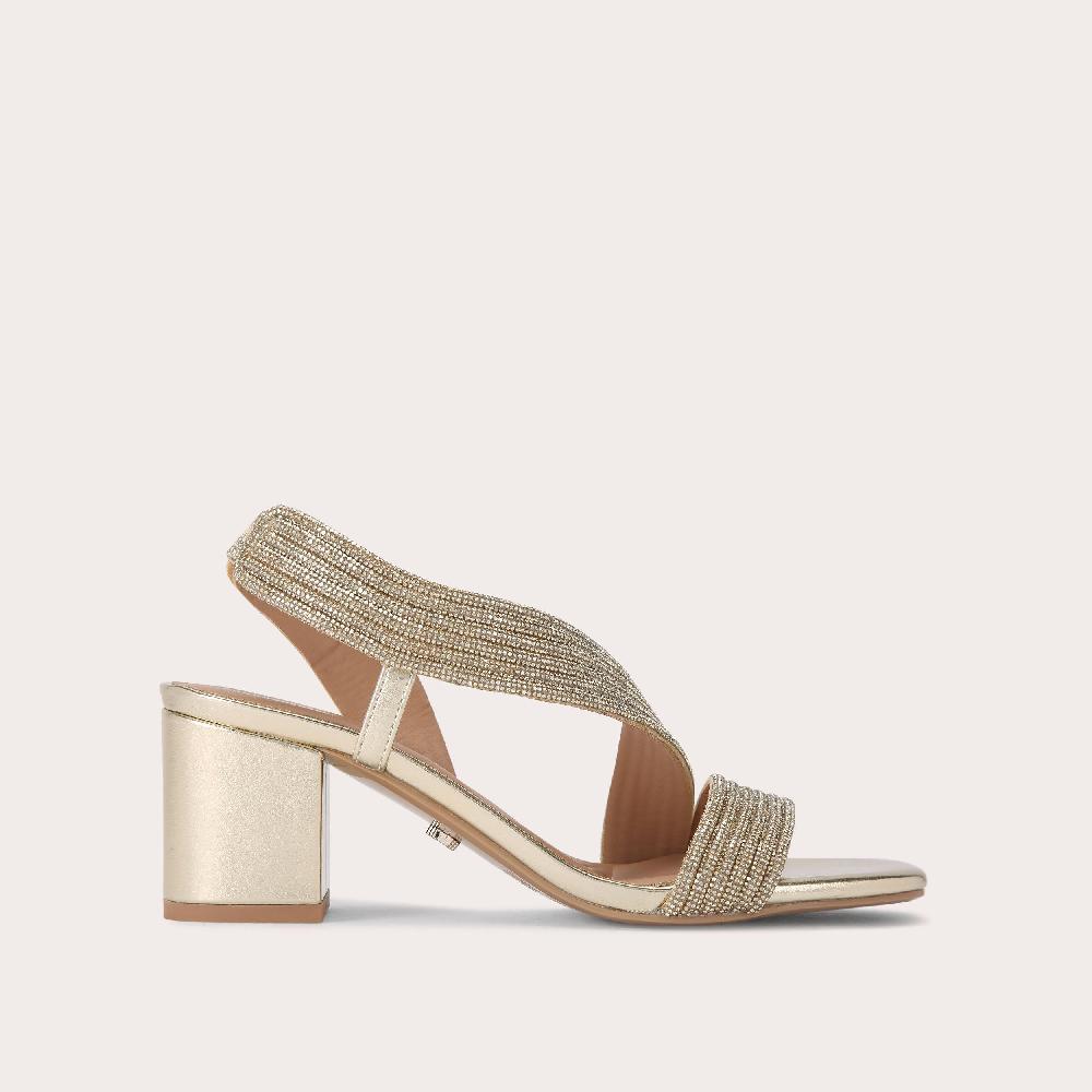 carvela GALA BLOCK JEWEL 60 Gold Crystal Block Heel by CARVELA