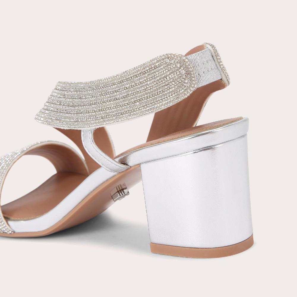 Carvela GALA BLOCK JEWEL 60 Silver Slingback Heel By CARVELA