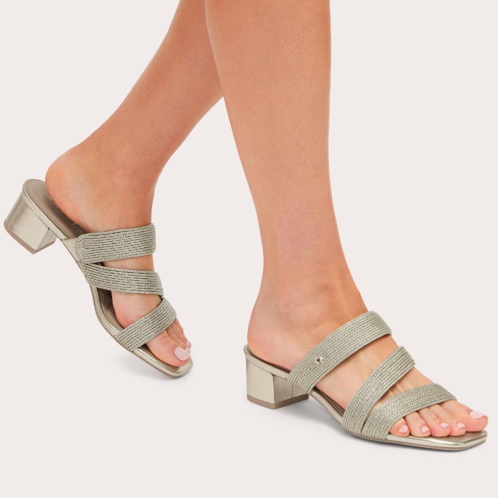 Carvela GALA BLOCK MULE Gold Fabric Block Heel By CARVELA