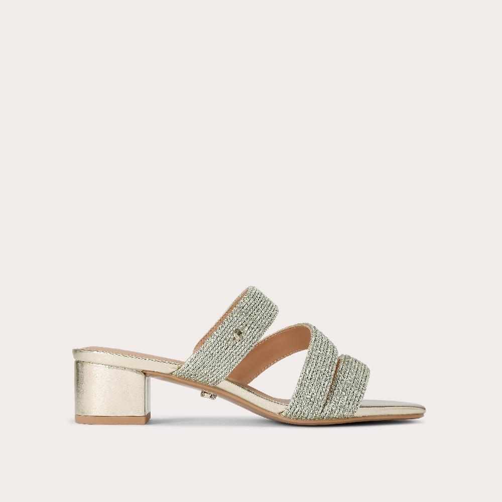carvela GALA BLOCK MULE Gold Fabric Block Heel by CARVELA