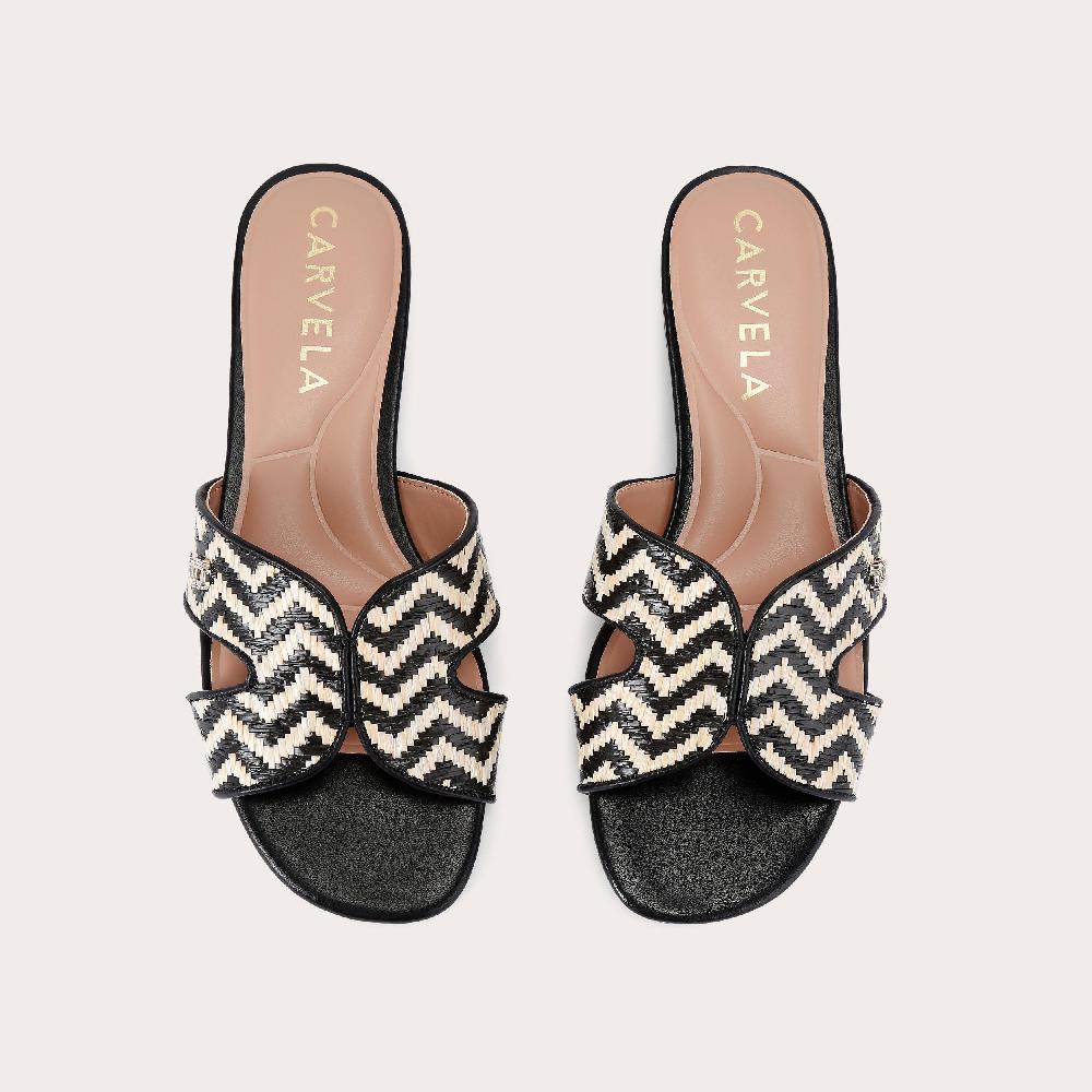 Carvela GALA CAPRI MULE Chevron Raffia Slip On Sandal By CARVELA