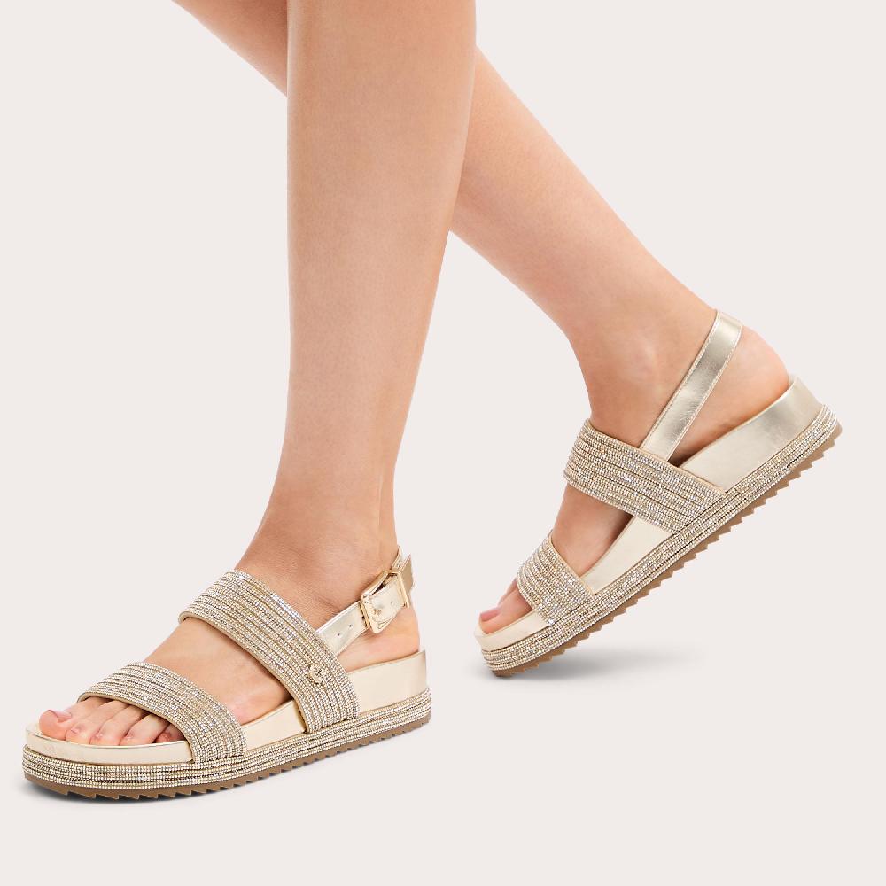 Carvela GALA FLATFORM Gold Crystal Sandal By CARVELA
