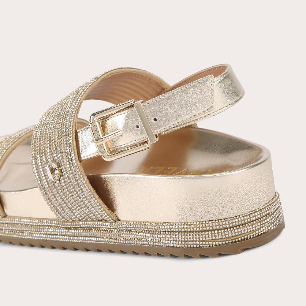 Carvela GALA FLATFORM Gold Crystal Sandal By CARVELA