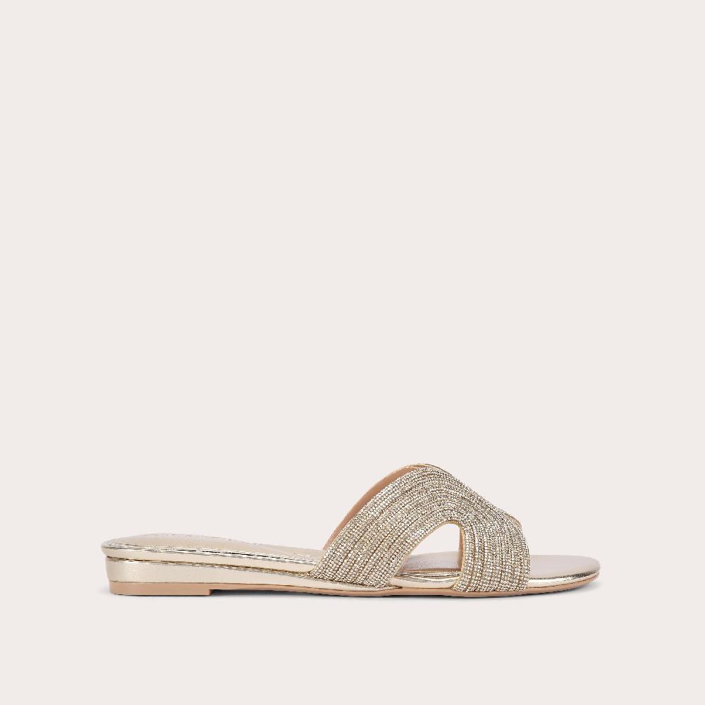 carvela GALA MULE JEWEL Gold Crystal Slip On Sandal by CARVELA