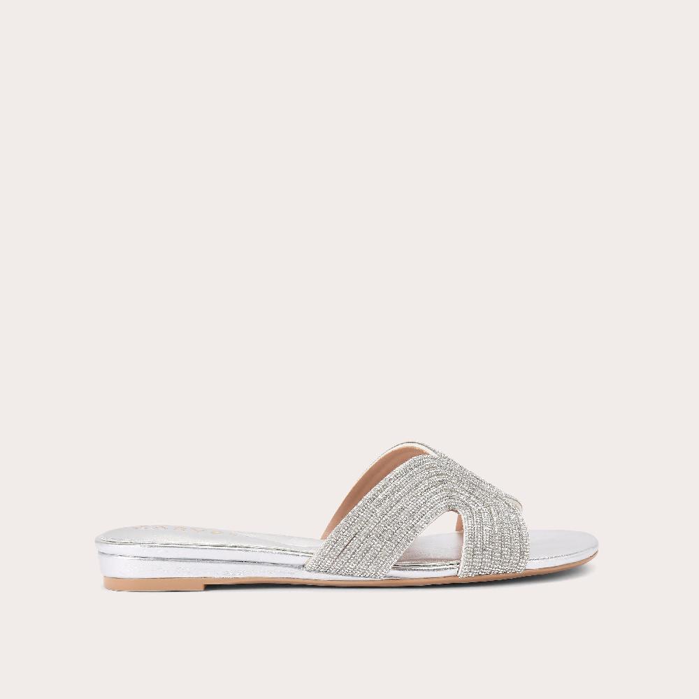 carvela GALA MULE JEWEL Silver Crystal Slip On Sandals by CARVELA