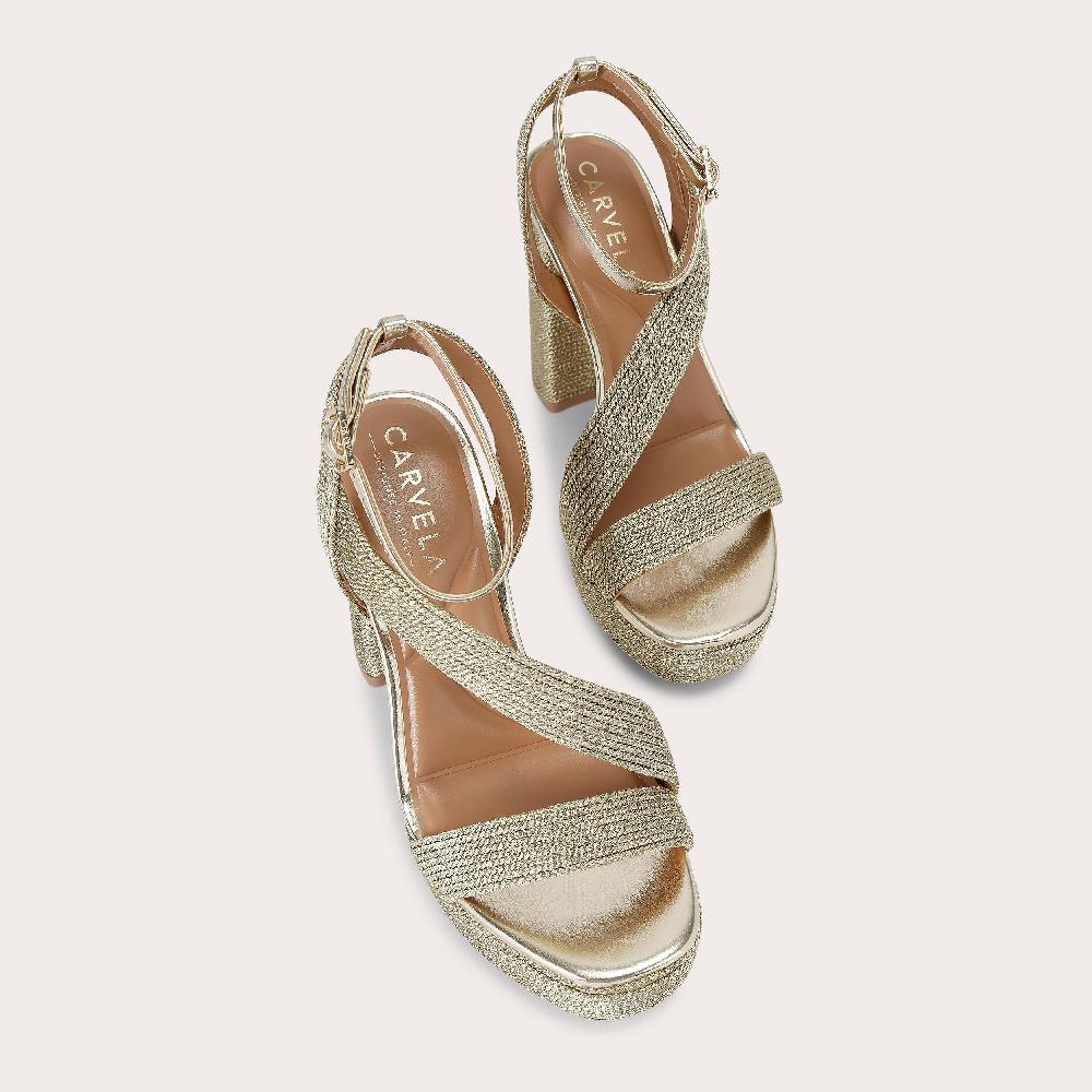 Carvela GALA PLATFORM Gold Synthetic Platform Heel By CARVELA