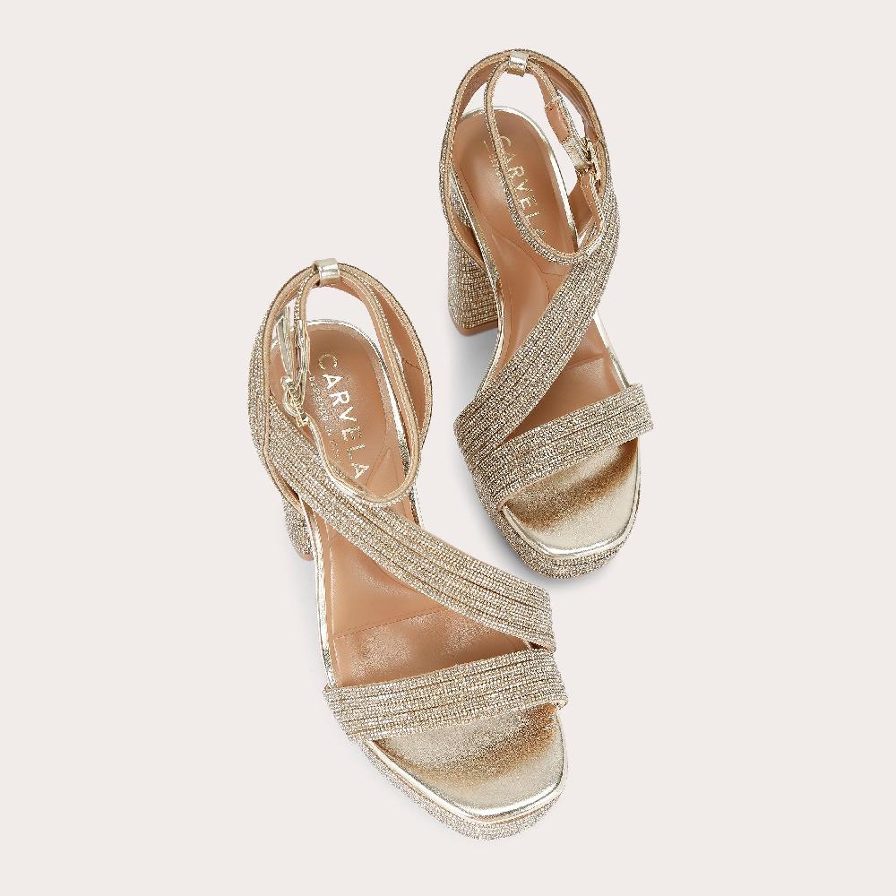 Carvela GALA PLATFORM JEWEL Gold Crystal Platform Heel By CARVELA
