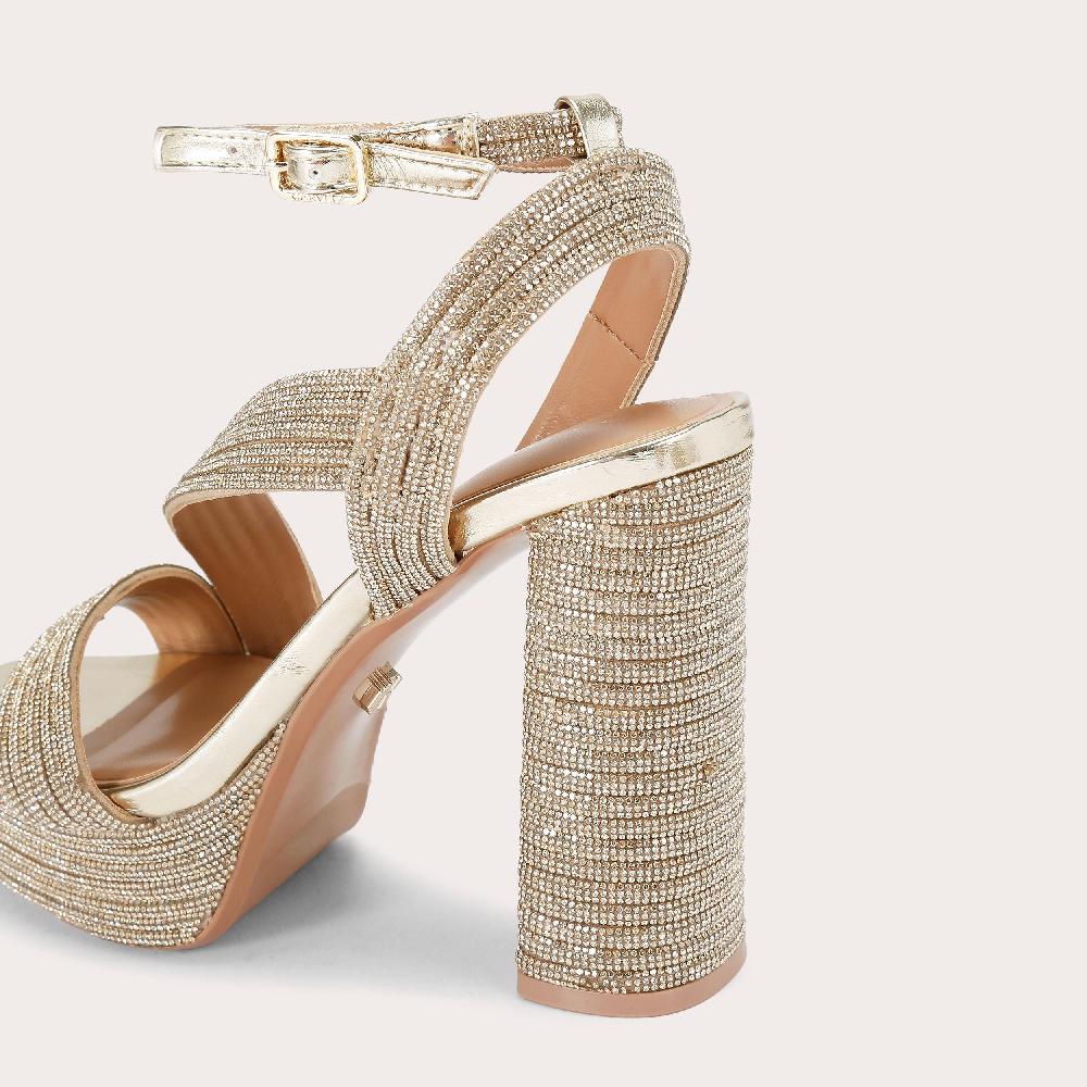 Carvela GALA PLATFORM JEWEL Gold Crystal Platform Heel By CARVELA