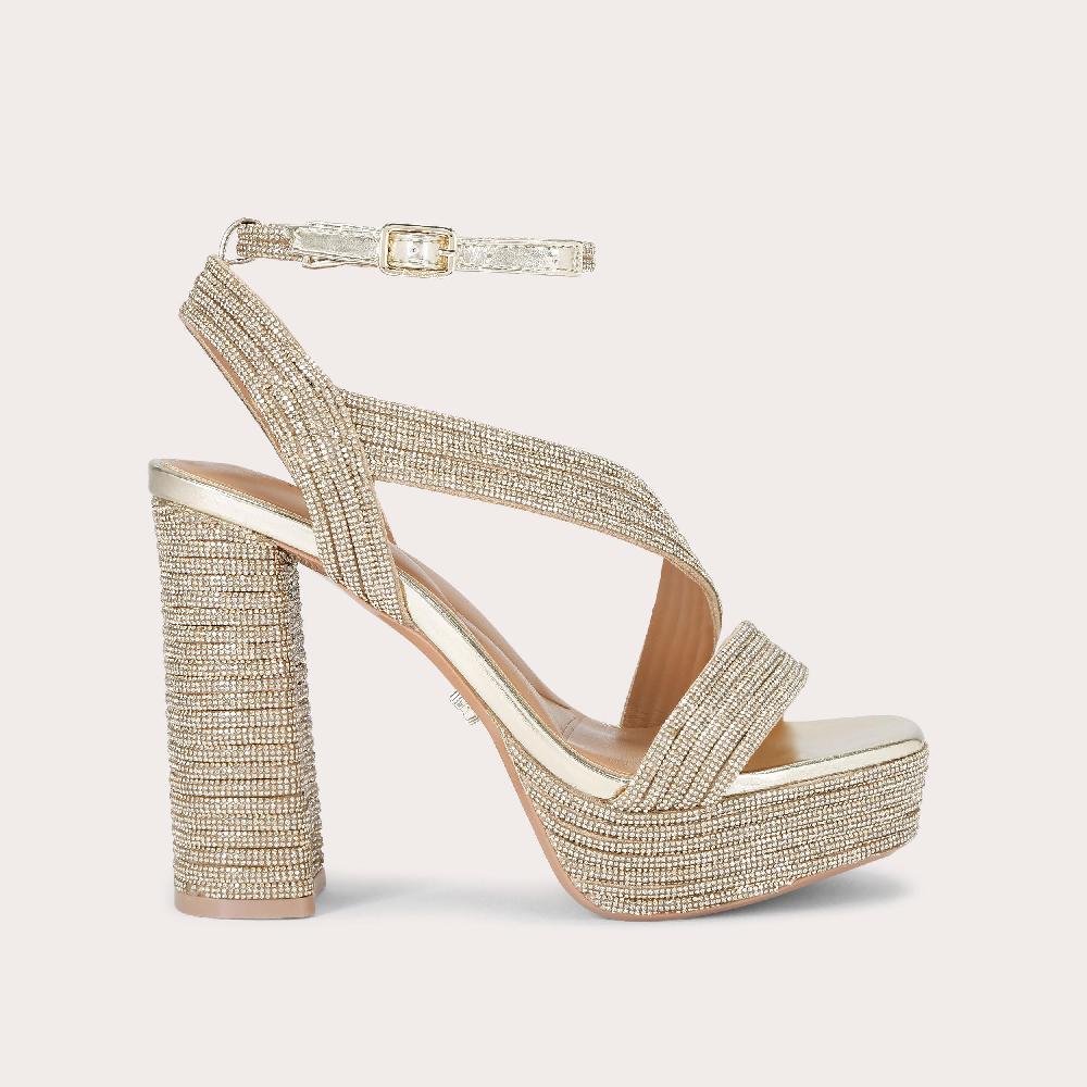 carvela GALA PLATFORM JEWEL Gold Crystal Platform Heel by CARVELA