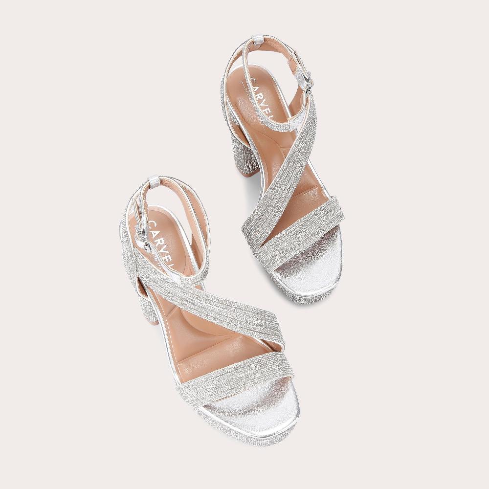 Carvela GALA PLATFORM JEWEL Silver Crystal Platform Heel By CARVELA