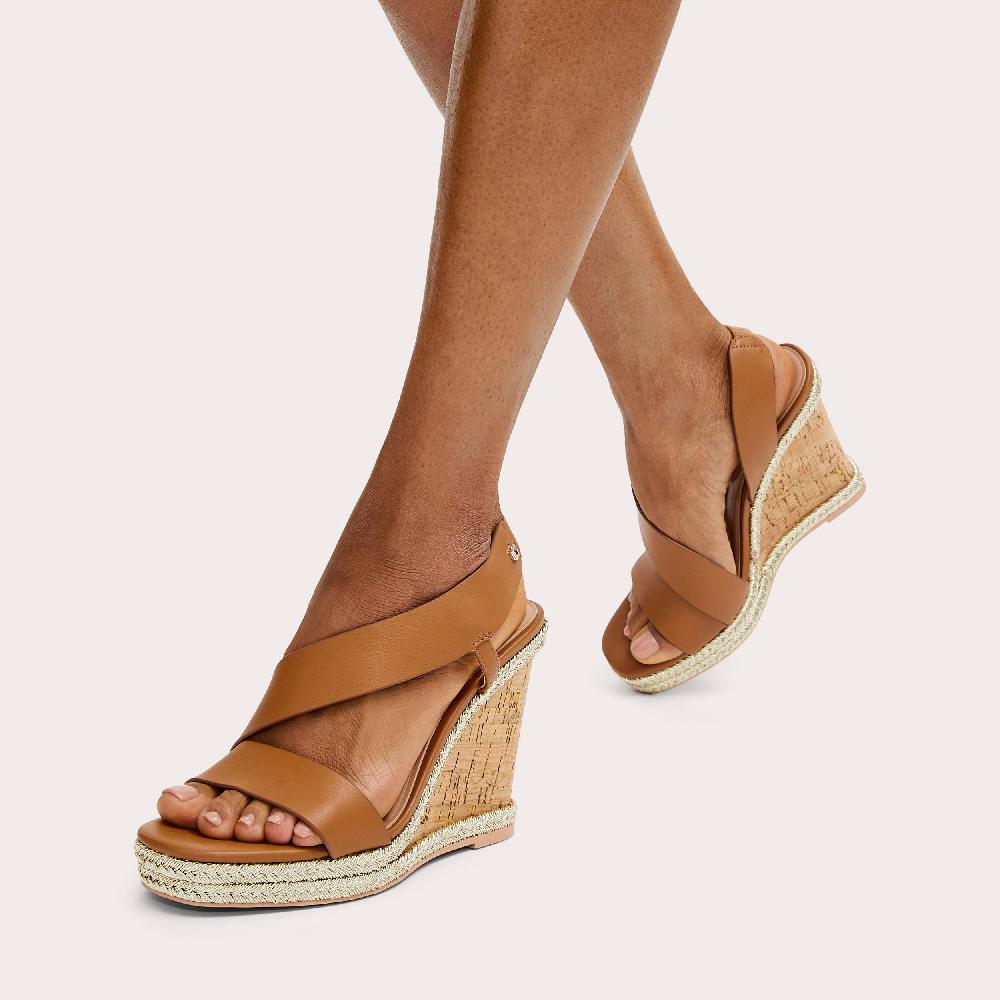 Carvela GALA WEDGE 110 Tan Leather Alternative Wedge Heel By CARVELA