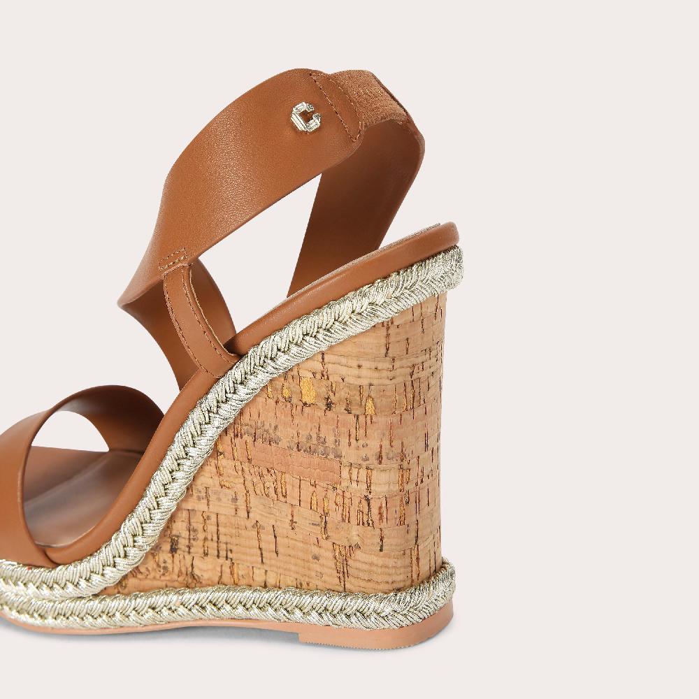 Carvela GALA WEDGE 110 Tan Leather Alternative Wedge Heel By CARVELA