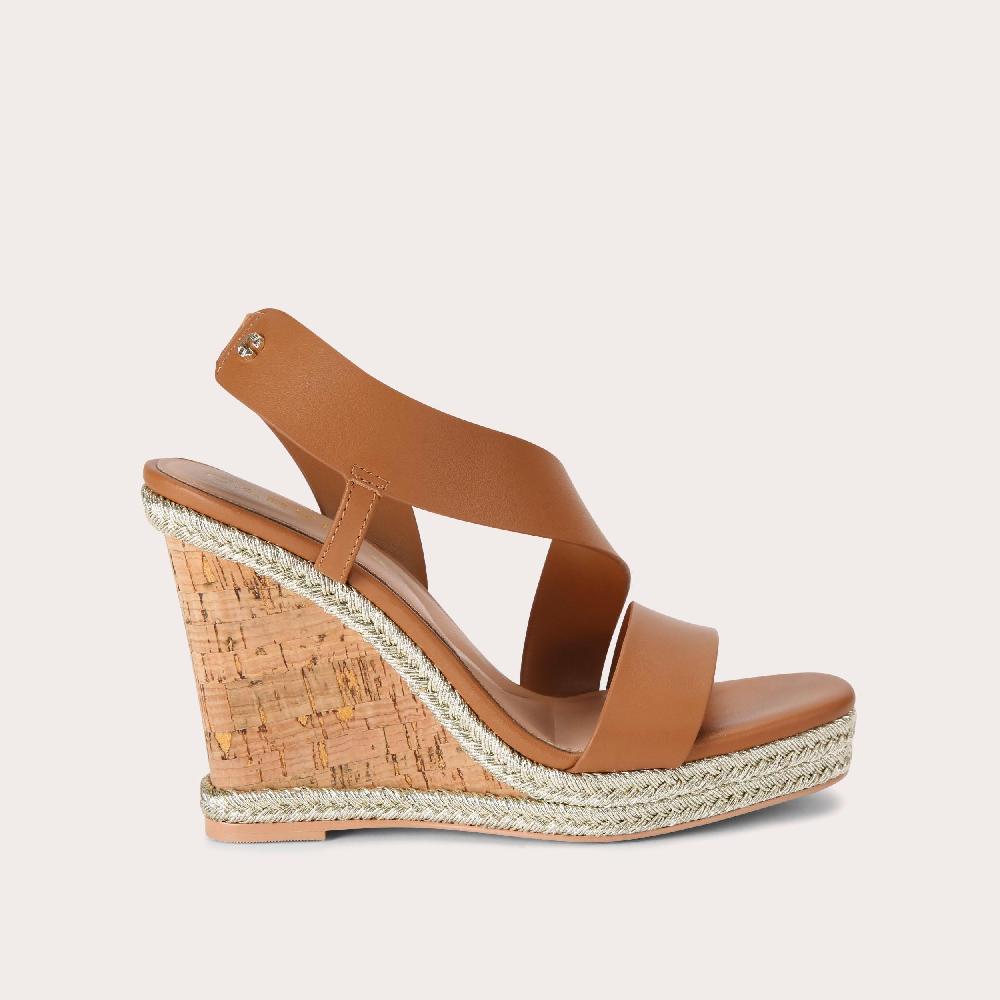 carvela GALA WEDGE 110 Tan Leather Alternative Wedge Heel by CARVELA