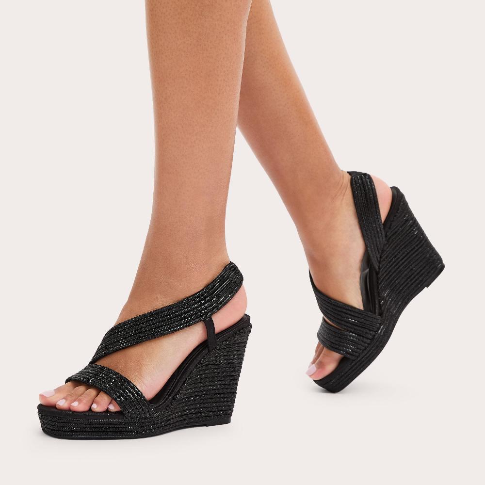 Carvela GALA WEDGE JEWEL 110 Black Crystal Wedge Heel By CARVELA