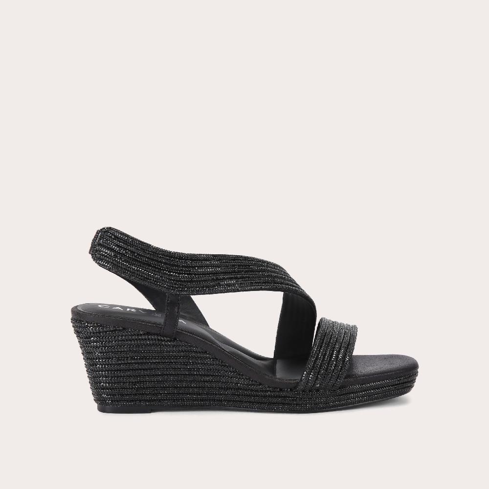 carvela GALA WEDGE JEWEL 70 Black Wedge Heel by CARVELA
