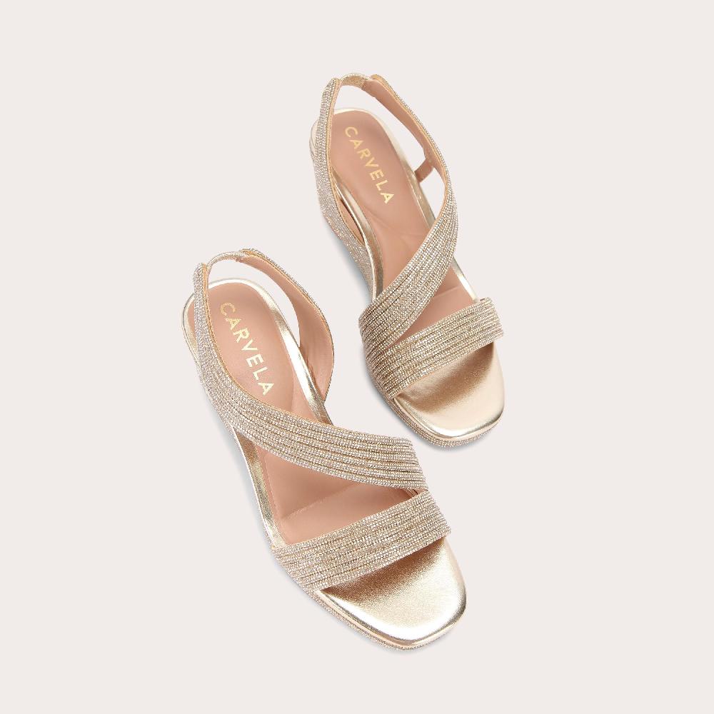 Carvela GALA WEDGE JEWEL 70 Gold Crystal Wedge Heel By CARVELA