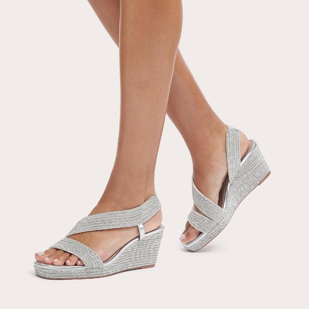 Carvela GALA WEDGE JEWEL 70 Silver Crystal Wedge Heel By CARVELA