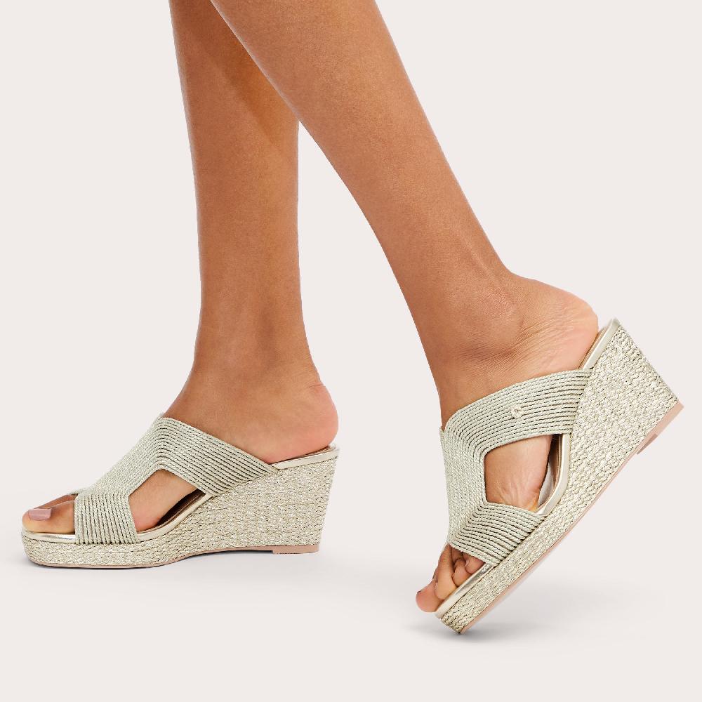 Carvela GALA WEDGE MULE 70 Gold Rope Wedge Heels By CARVELA
