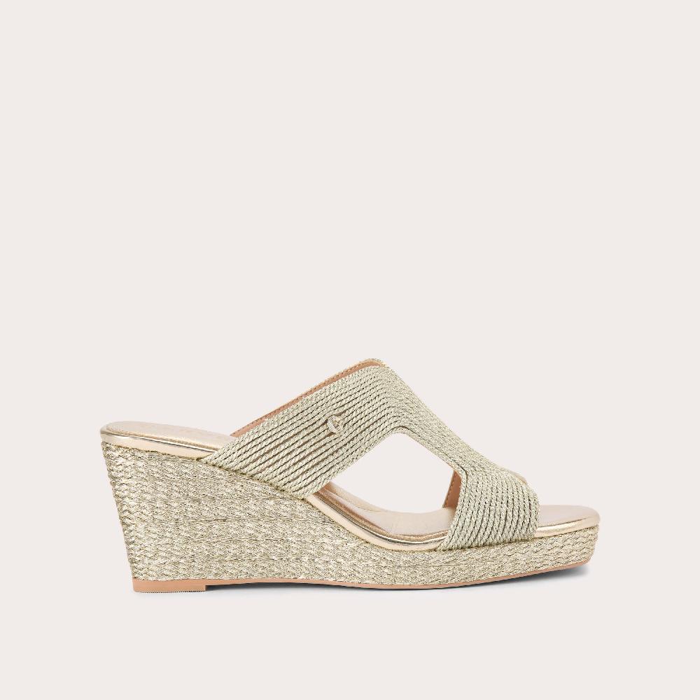 carvela GALA WEDGE MULE 70 Gold Rope Wedge Heels by CARVELA