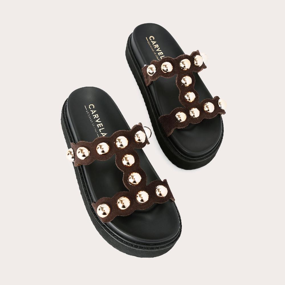 Carvela GIANNA SANDAL Brown Suede Slip On Sandal By CARVELA