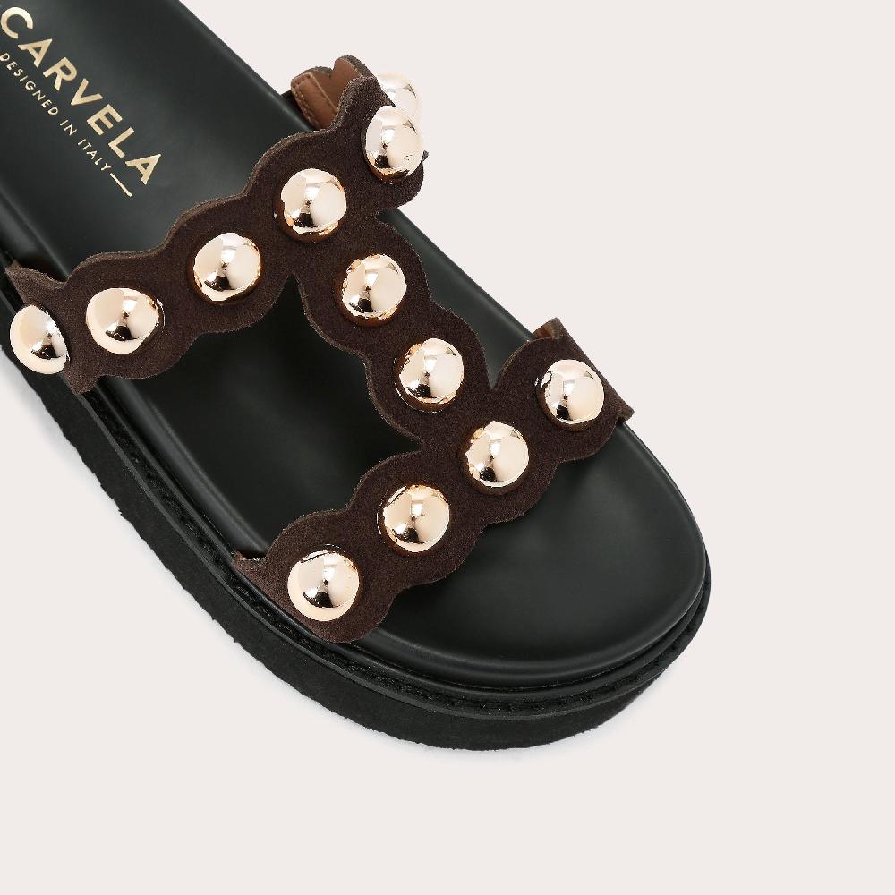 Carvela GIANNA SANDAL Brown Suede Slip On Sandal By CARVELA