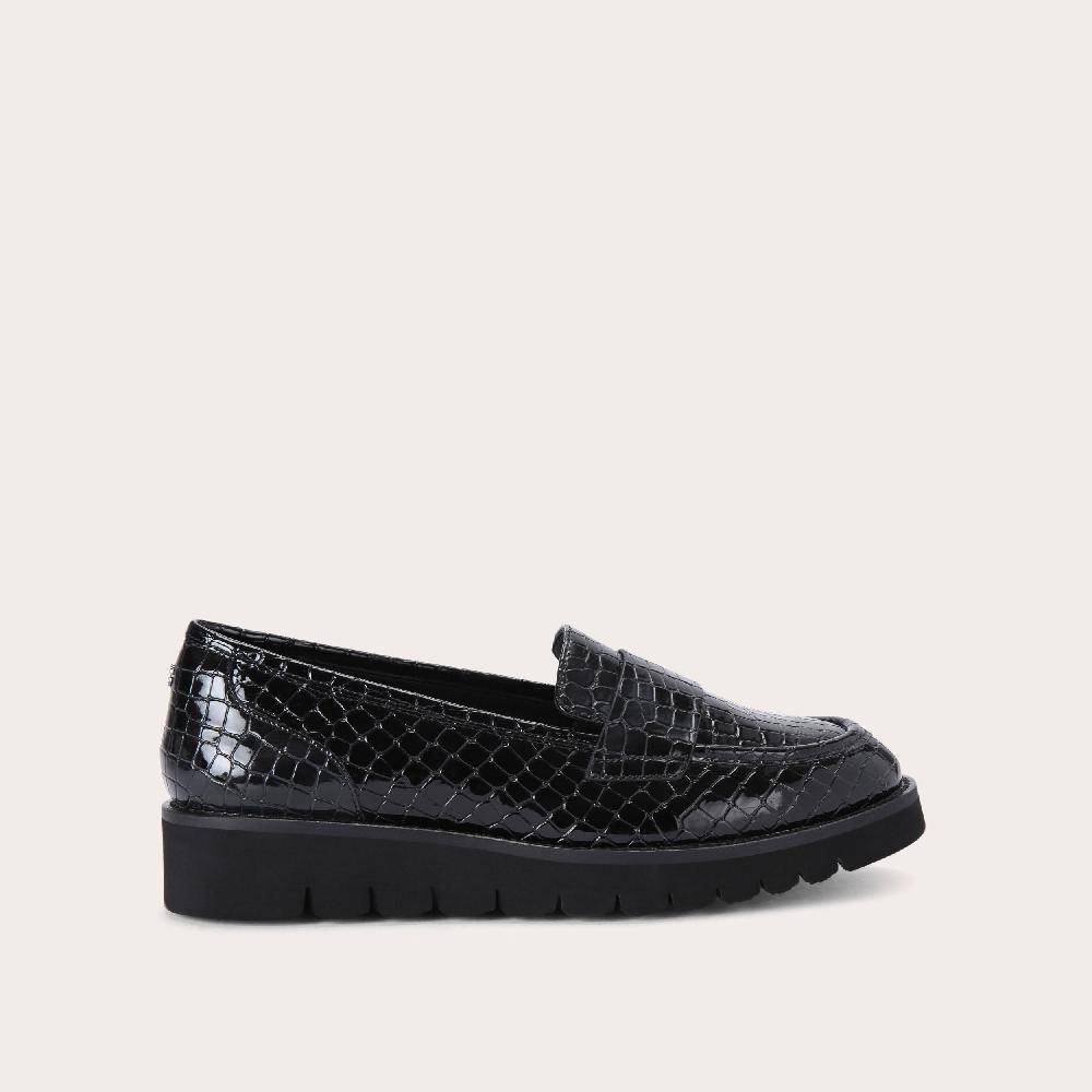 carvela GRANGE Black Croc Embossed Slip On Shoes by CARVELA