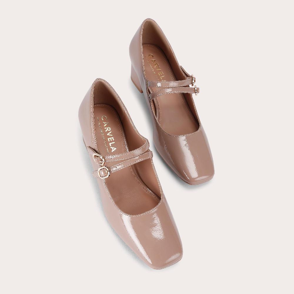 Carvela HARP Taupe Patent Mary Jane Heel By CARVELA