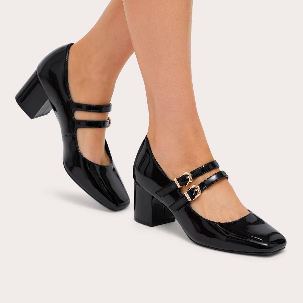 Carvela HARPER Black Patent Block Heel Court By CARVELA