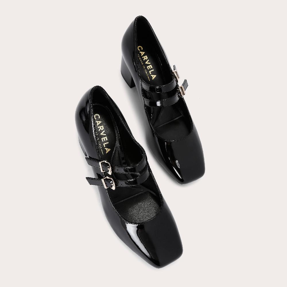 Carvela HARPER Black Patent Block Heel Court By CARVELA