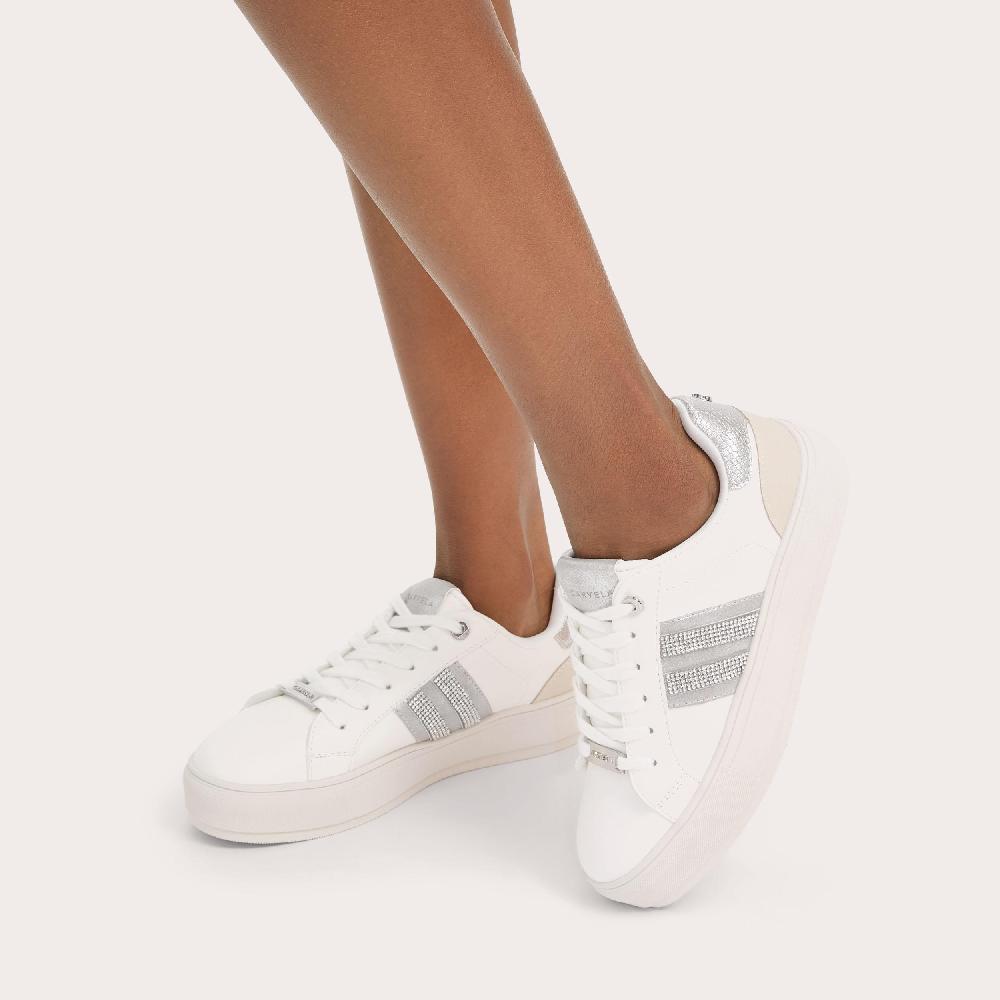 Carvela ICONA SNEAKER White Crystal Lace Up Sneaker By CARVELA