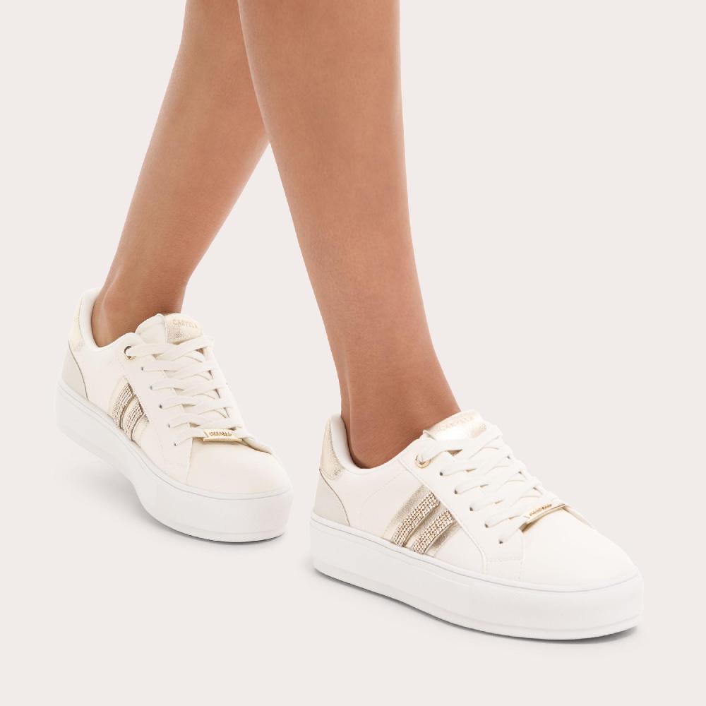 Carvela ICONA SNEAKER White Gold Trainers By CARVELA
