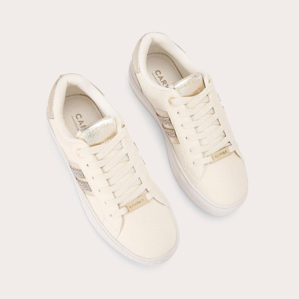 Carvela ICONA SNEAKER White Gold Trainers By CARVELA